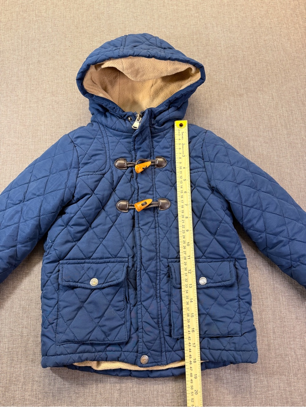 Perry Ellis Boys Navy Quilted Hooded Toggle Coat Size 6 - Picture 3 of 10